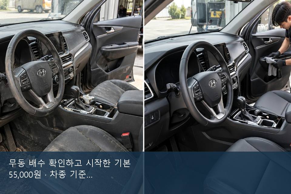 무동 배수 확인하고 시작한 기본 55,000원 · 차종 기준 금액